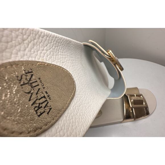 Frances Valentine Gold Slide Sandals - Picture 10 of 15